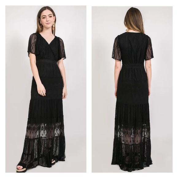 💠LAST 1💠Very J Black Lace Maxi Dress - Picture 4 of 4